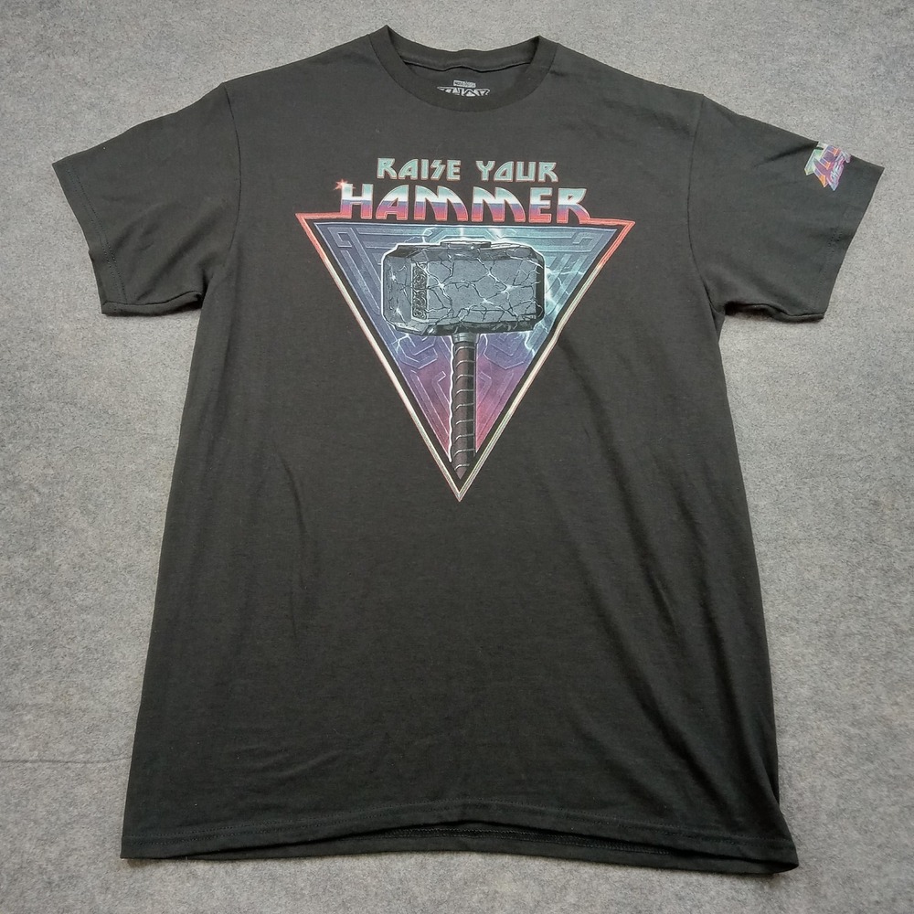 Marvel Shirt Mens Medium‎ Black Thor Love and Thunder Raise Your Hammer Graphic